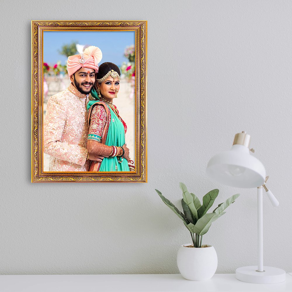 Canvas Print in Antique Wooden Frame with Personalized photos of size 8X12, 12X12, 12X18 inch….. up to 20X30 inch | vertical or horizontal | Wall Mount